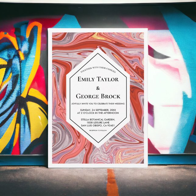 Convite Casamento de Abstrato de Lava Colorida Mínimo Eleg (Criador carregado)