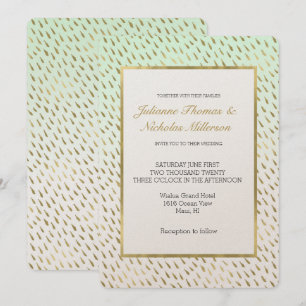 Convite Casamento de Abstrato de Ombre Branco Dourado