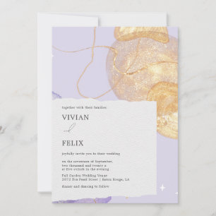 Convite Casamento de Abstrato e Roxo de Luxo