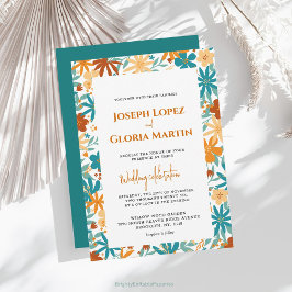 Convite Casamento de Abstrato Wildflower Bright Boho com C