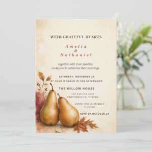 Convite Casamento de Ação de Graças no Outono com Aquarela