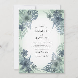Convite Casamento de Aço Menta Palmeira Eucalipto