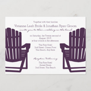 Convite Casamento de Adirondack Purple Beach Chairs