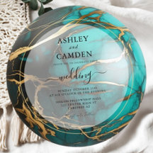 Casamento de Ágata Turquesa e Dourado Elegante