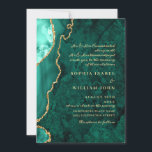 Convite Casamento de Agata Verde-Ouro Moderno<br><div class="desc">Convite De Casamento De Agatos Azuis De Marble Marinho Moderno.</div>
