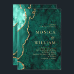 Convite Casamento de Agata Verde-Ouro Moderno<br><div class="desc">Convite De Casamento De Agatos Azuis De Marble Marinho Moderno.</div>