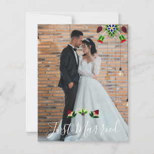 Convite Casamento de Agradecimento Preto Floral Morango Oj