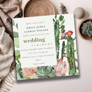 CONVITE CASAMENTO DE ÁGUA DE FOLIAGEM DE CACTI FLORAL DE 