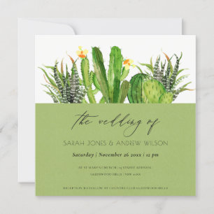 CONVITE CASAMENTO DE ÁGUA FLORAL MODERNO CACTUS FLORAL