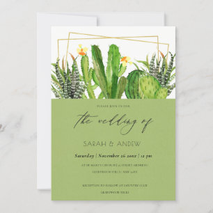 CONVITE CASAMENTO DE ÁGUA FLORAL MODERNO CACTUS FLORAL