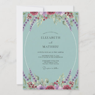 Convite Casamento de Água Magenta Wisteria