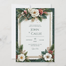 Convite Casamento de Agulhas de Pinheiro Douradas com Folh
