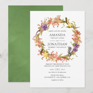 Convite Casamento de Algas Marinhas em Aquarela