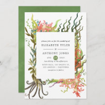 Casamento de algas marinhas náuticas por aquarelas