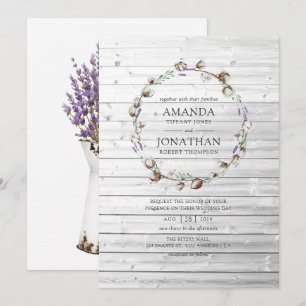 Convite Casamento de Algodão Lavanda Rústico