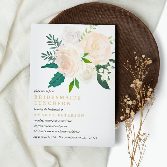 Convite Casamento de Almofadas com Pontes Florais de Ivory (Criador carregado)