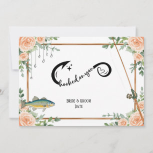 Convite Casamento de amante da pesca com vara e flores