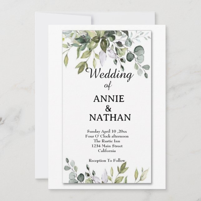 Convite Casamento de Amar Botos: Um Casamento de Eucalyptu (Frente)