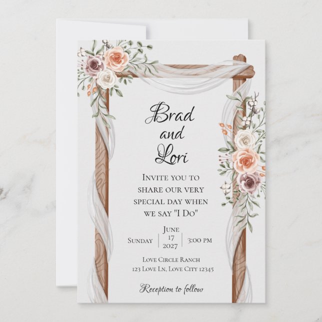 Convite Casamento de Amor Botânico Delicado (Frente)