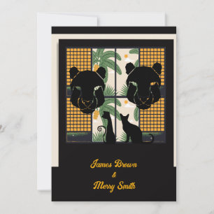 Convite Casamento de Amor Doméstico por Gato de Puma Negra