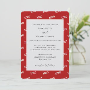 Convite Casamento de Amor Vermelho Branco XOXO