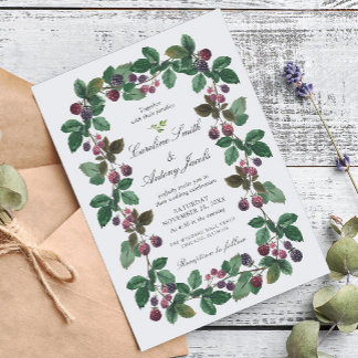 Convite Casamento de amoras em aquarela elegante