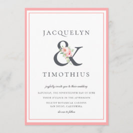 Convite Casamento de Ampersand Botânico Elegante Blush