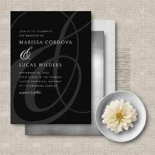 Convite Casamento de Ampersand Branco Preto com Script Mod