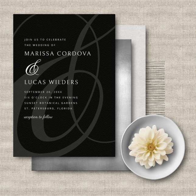 Convite Casamento de Ampersand Branco Preto com Script Mod (Criador carregado)