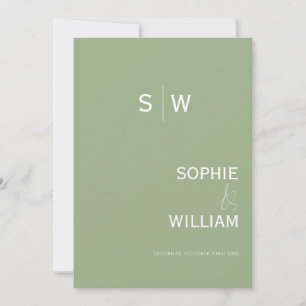 Convite Casamento de Ampersand do Monograma Verde Sage Min