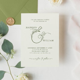 Convite Casamento de Ampersand Floral Verde da Elegante Iv