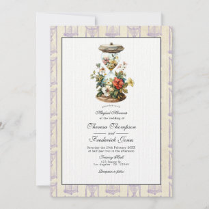 Convite Casamento de Ampulheta Floral Vintage