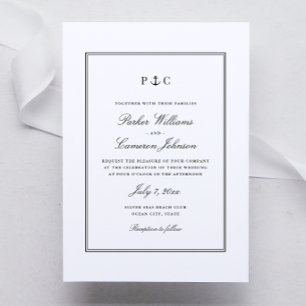 Convite Casamento de Âncora Náutica e Náutica Elegante