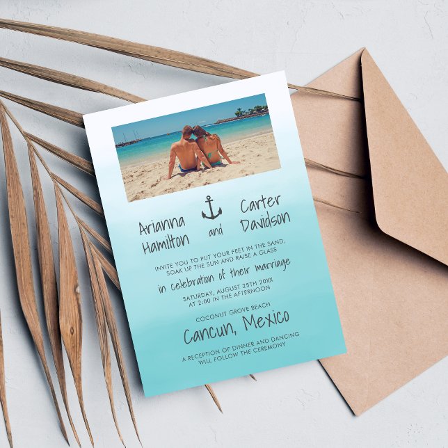 Convite Casamento de Âncora Oceânica de Destino de Praia d (Criador carregado)