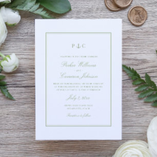 Convite Casamento de Âncora Verde do Sage Náutico Elegante