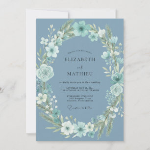 Convite Casamento de Anêmona Azul Aço