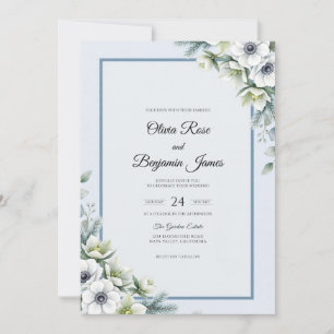 Convite Casamento de Anêmona Azul Ardósia