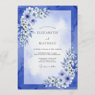 Convite Casamento de Anêmona Azul Pintado