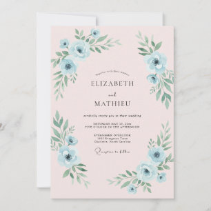Convite Casamento de Anêmona Azul Pó