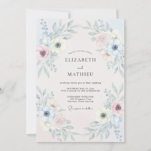 Convite Casamento de Anêmona com Azul-Peruíno Roxo