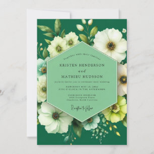Convite Casamento de Anêmona de Marfim Esmeralda