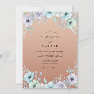 Convite Casamento de Anêmona Lilás Cobre