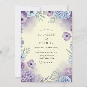 Convite Casamento de Anêmona Lilás Lavanda