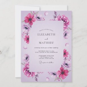 Convite Casamento de Anêmona Lilás Magenta