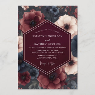 Convite Casamento de Anêmona Malinconica Borgonha