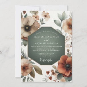 Convite Casamento de Anêmona Outonal Sábia