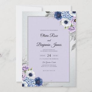Convite Casamento de Anêmona Prata Lavanda