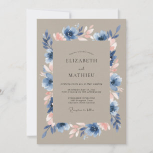 Convite Casamento de Anêmona Refined Taupe