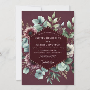 Convite Casamento de Anêmona Salvia Borgonha