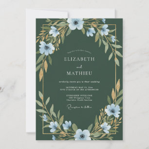 Convite Casamento de Anêmona Verde Caçador